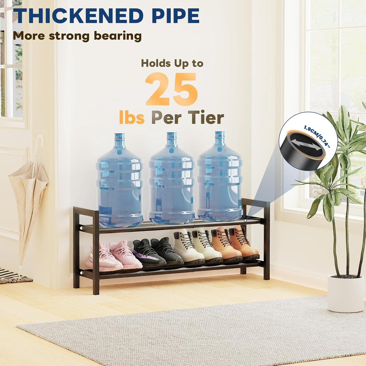 Mavivegue Expandable Shoe Rack, 2-Tier Adjustable Shoe Organizer, Shoe Shelf