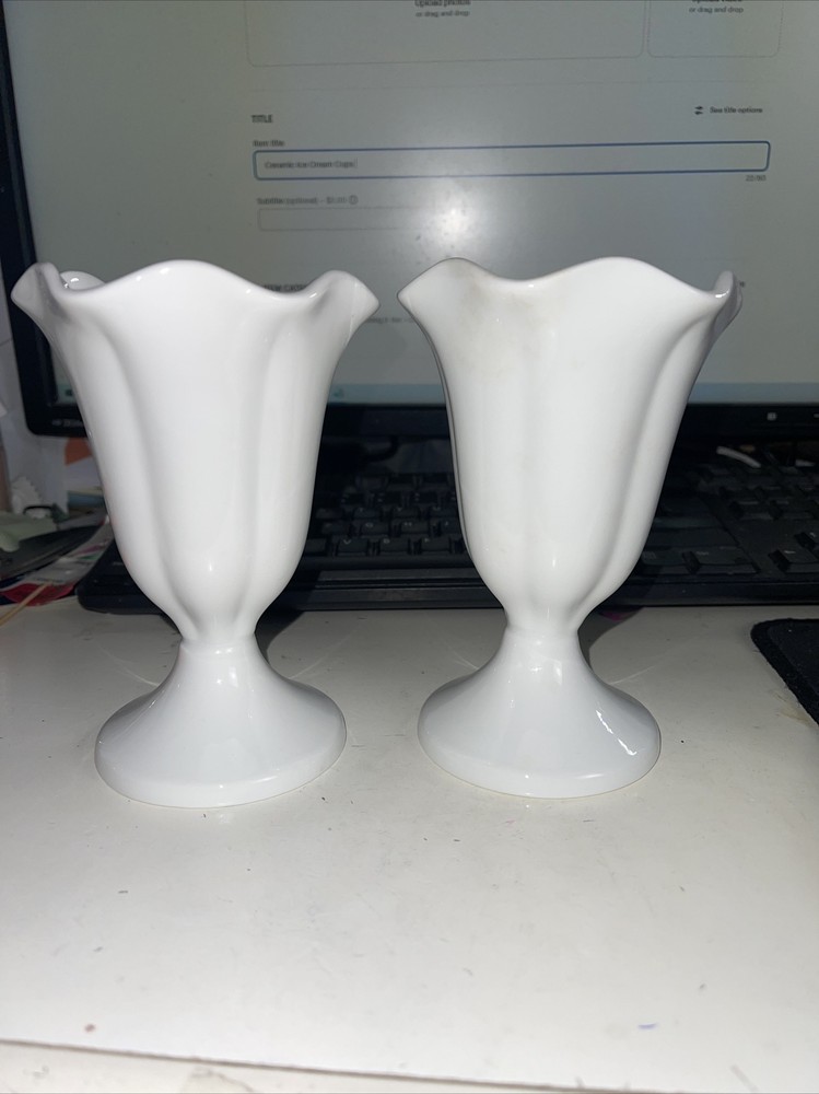 (2)  Ceramic Ice Cream Cups