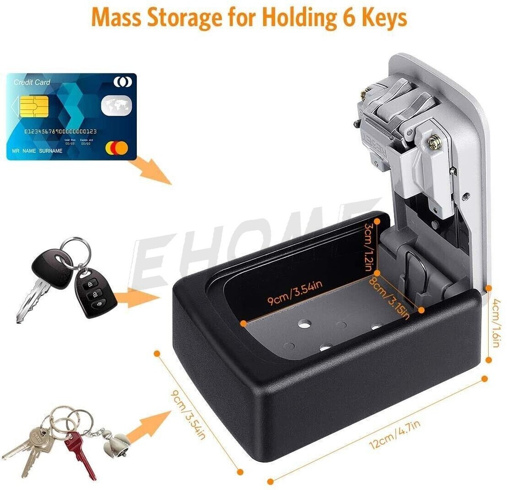 4 Digit Key Safe Lock Box Combination Wall Mount Security Storage Case Organizer