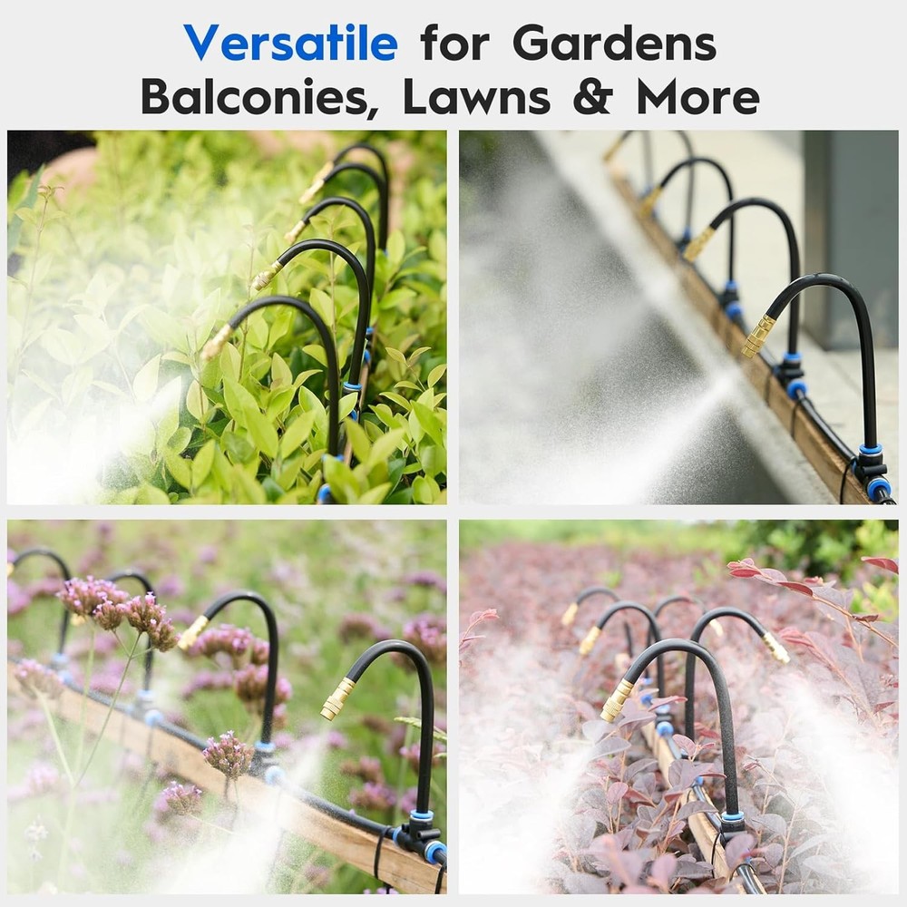360° Automatic Drip Irrigation Kit - 5/16'' Tubing, Adjustable Universal Spray