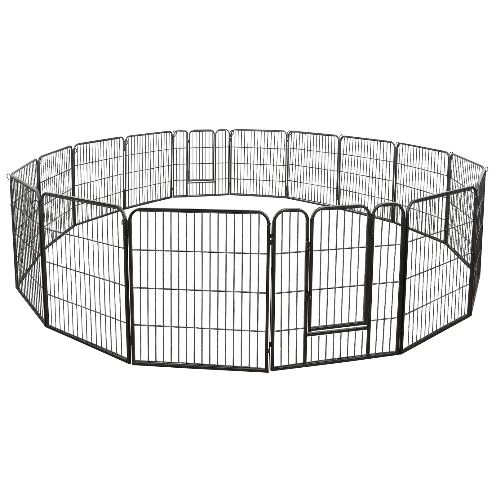 16 Panels 32Inch Dog Pen Fences 2 Doors Metal Barrier for Small/Medium Dogs