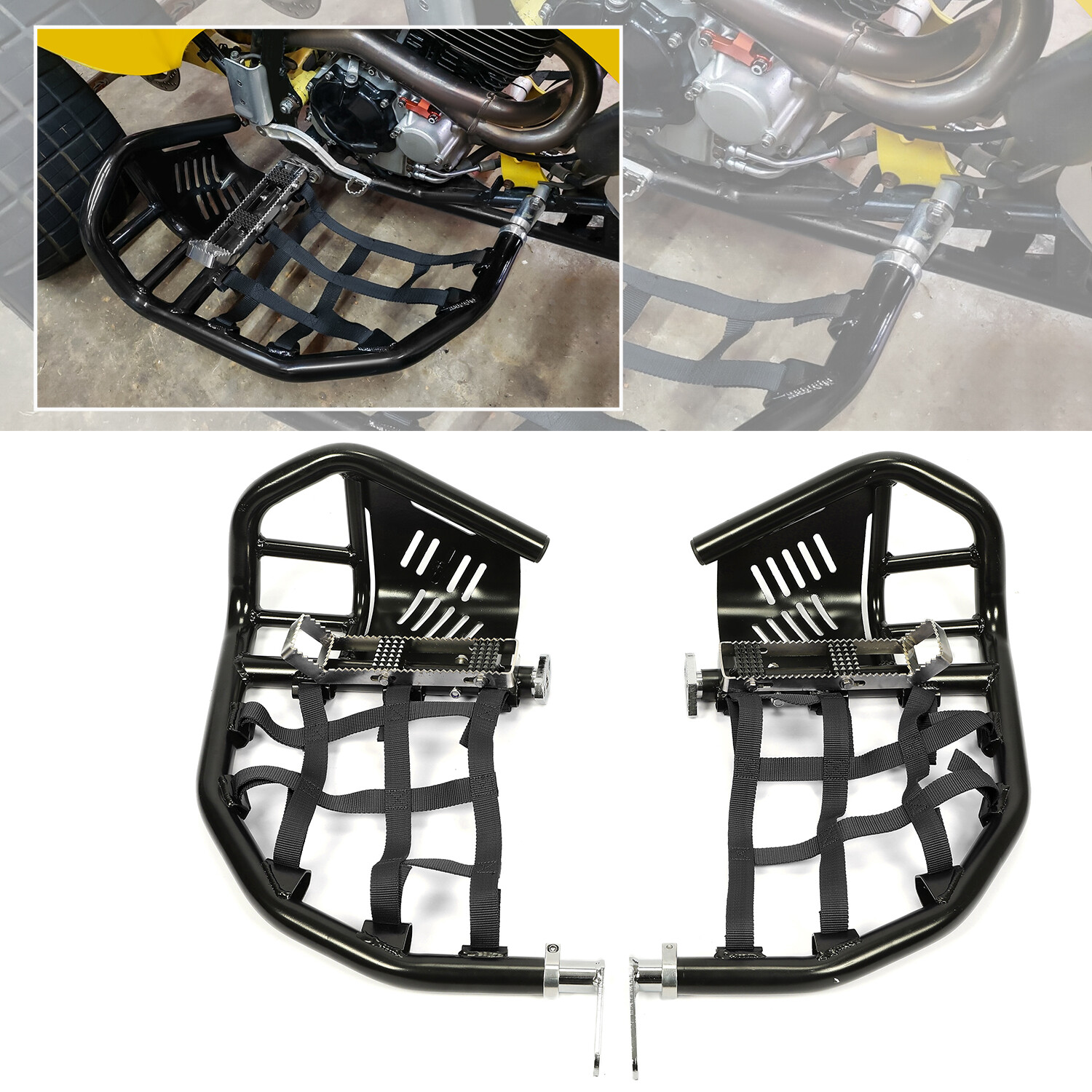 For Honda Sportrax 400 TRX 400EX 400X Nerf Bars Pro Peg Black Bars Black Nets