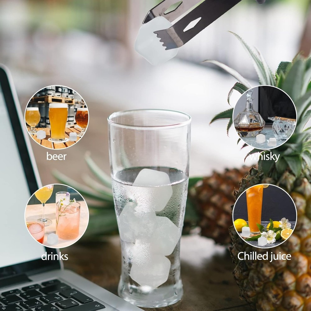 60 Pack Reusable Ice Cube for Drinks, Refreezable Plastic Ice Cubes Without