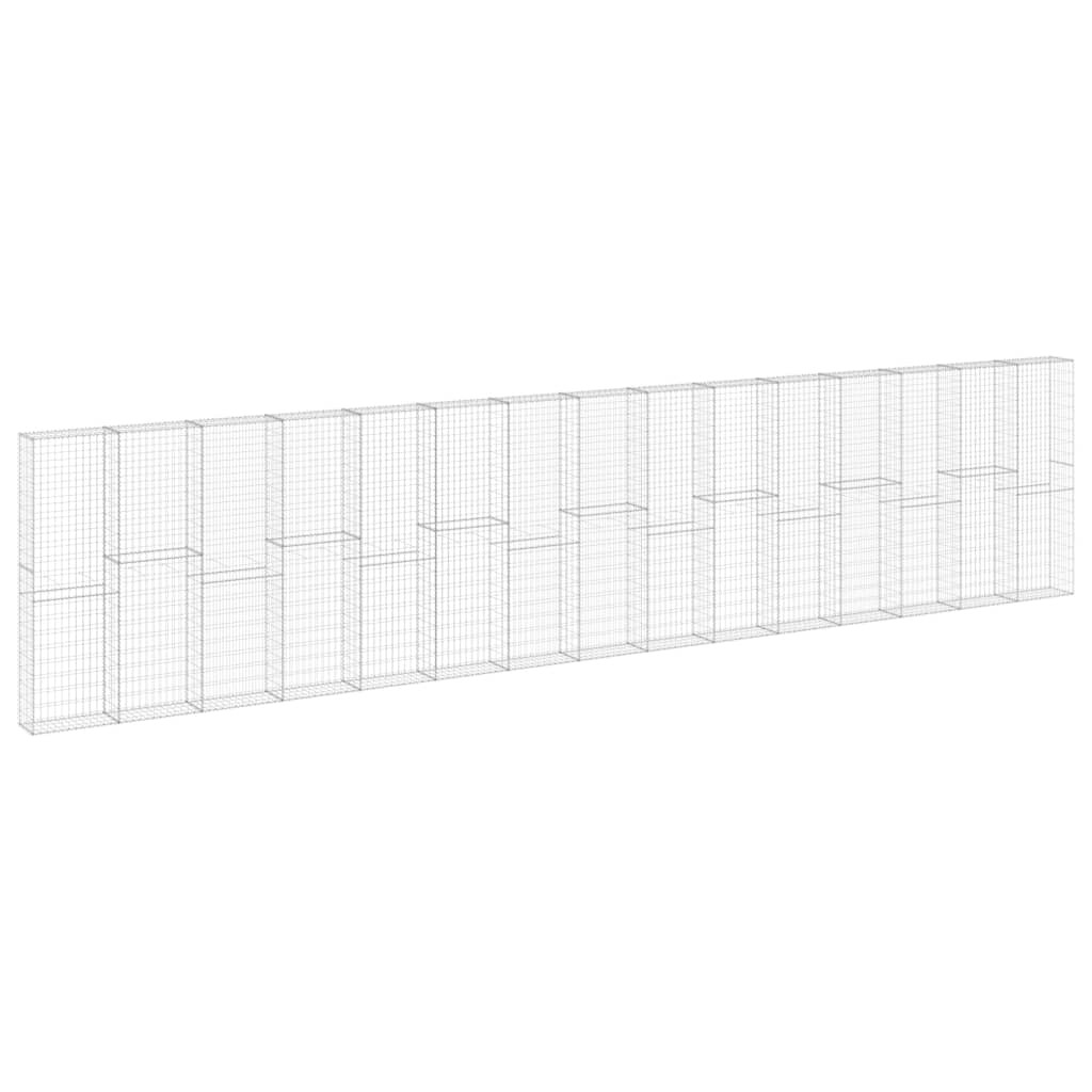 Gabion Wall with Covers Retaining Wall Stone Basket Galvanized Steel vidaXL