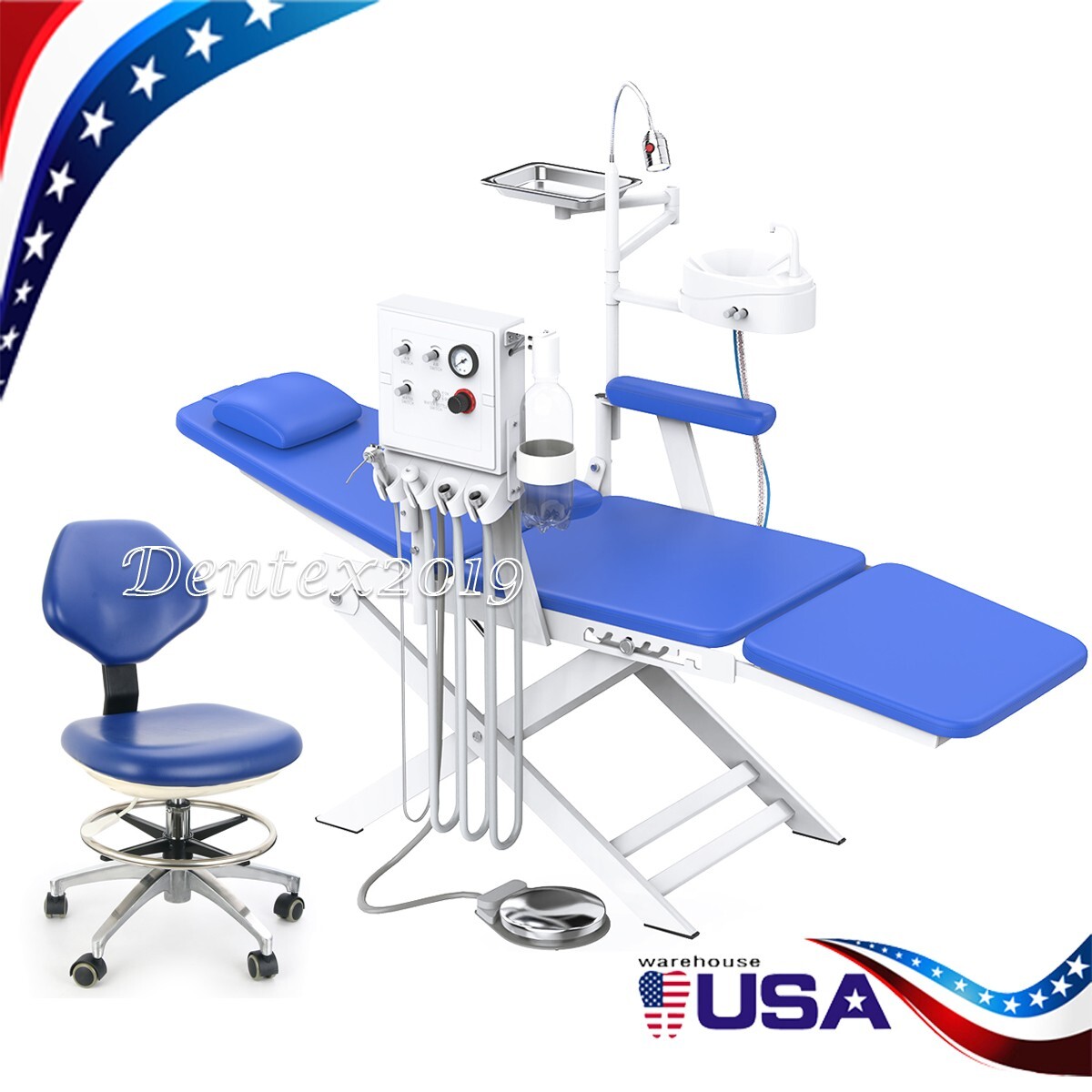 Silla plegable portátil dental+luz led+ uunidad de turbina/ dentista silla móvil