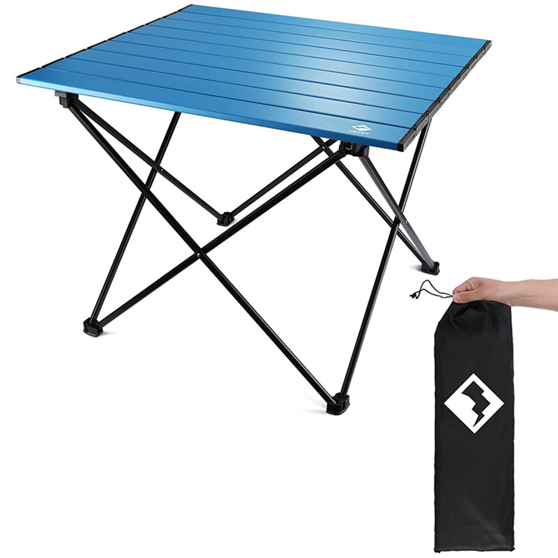 VILLEY Portable Camping Side Table Aluminum Folding Beach Table with Bag