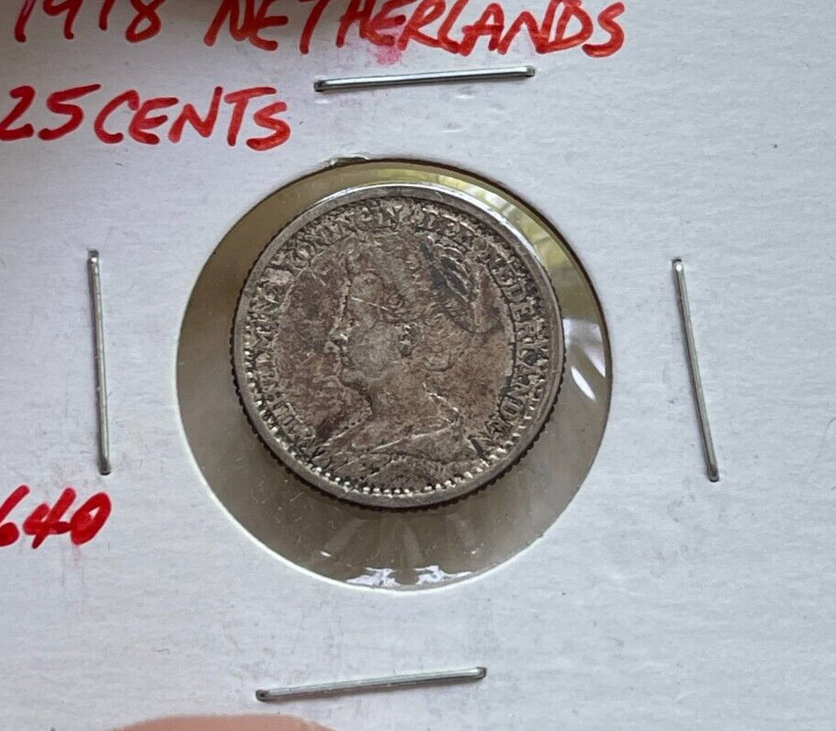 1918 Netherlands 25 Cents  bg