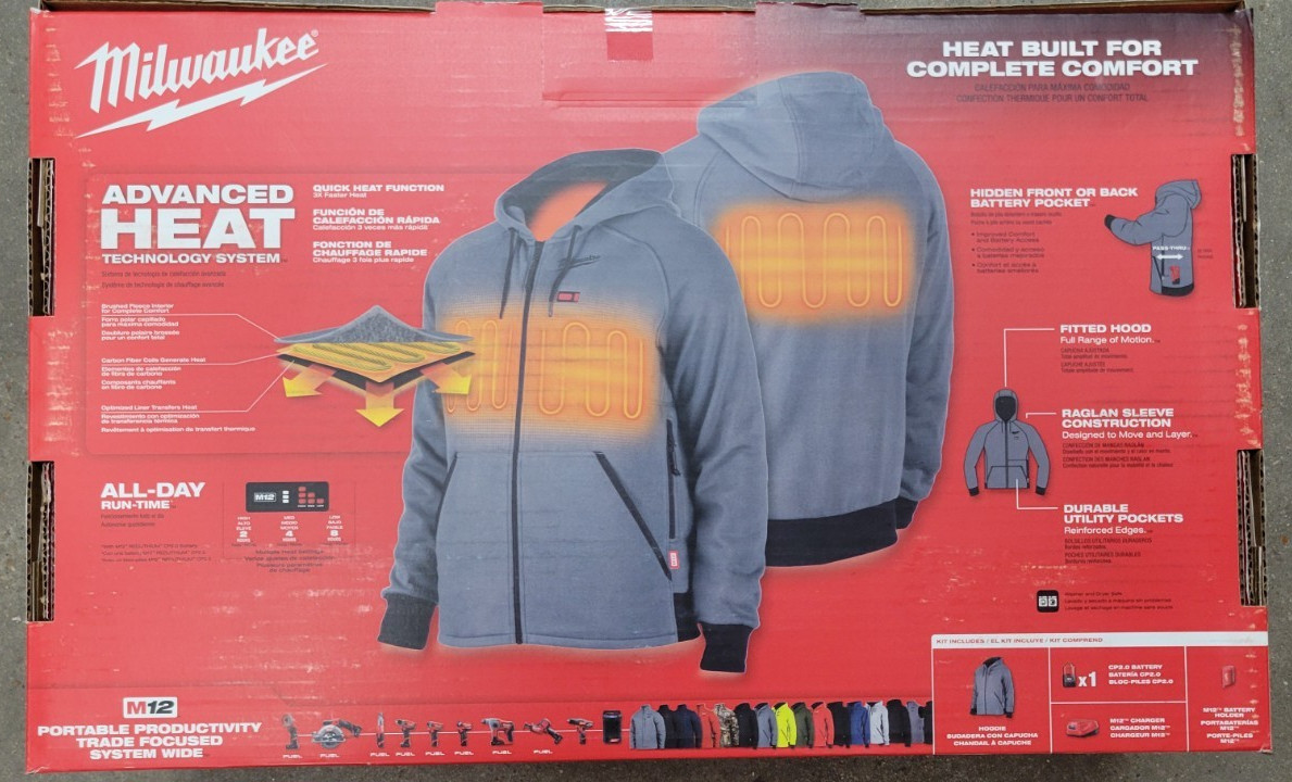Milwaukee M12 Battery Heated Hoodie Kit Gray L Large 306G-21L