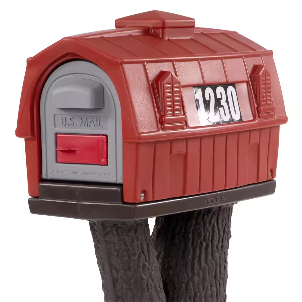 Rustic Barn Burnt Red/Espresso Post Mount Mailbox