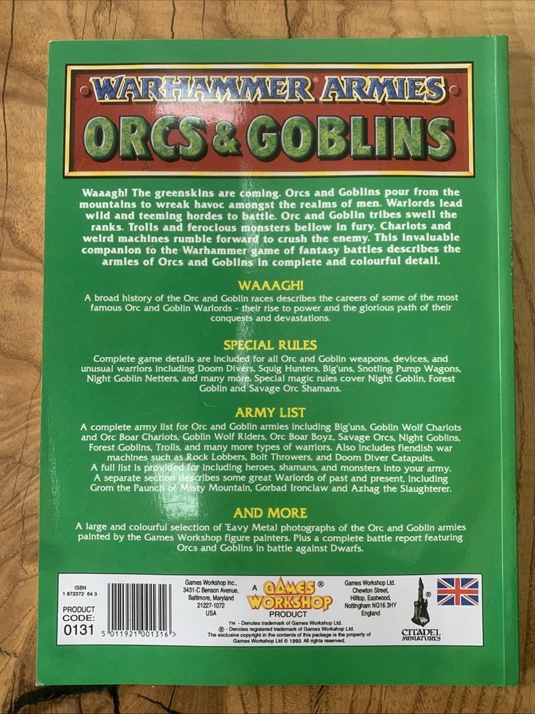 Warhammer Armies Orcs And Goblins Army Book OOP