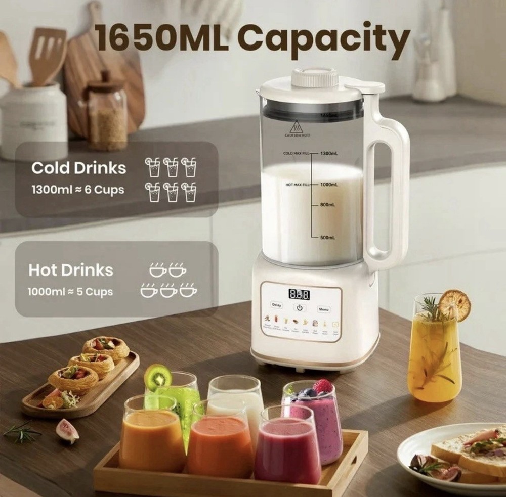 50oz Nut Milk Maker, Hot Food Processor, High-Speed Blender