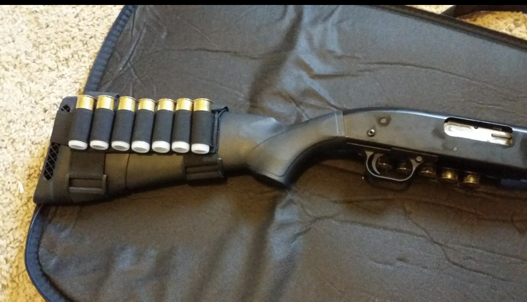 7 Round Tactical Shotgun Stock Shell Holder Ammo Carrier Hunting Pouch Strip