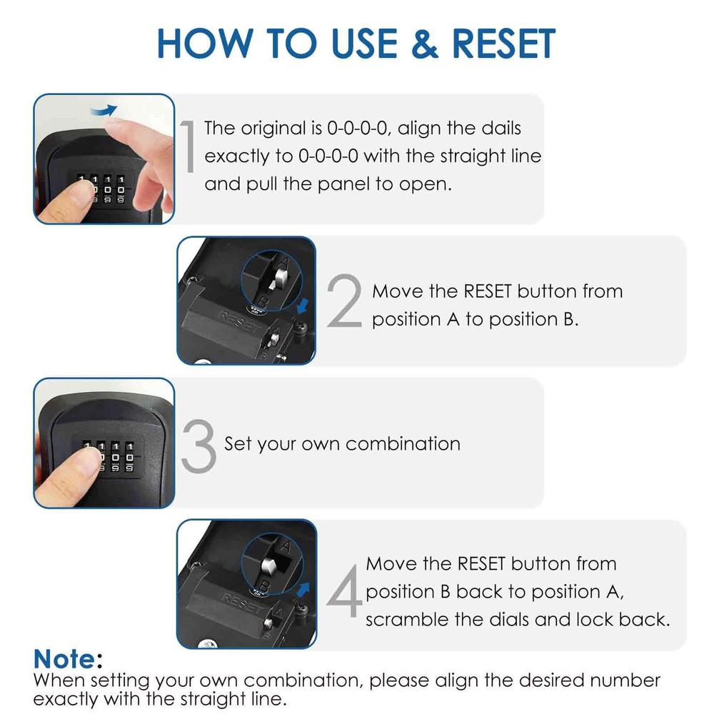 2 Pack Key Lock Box Combination, 4Digit Lockbox Wall Mount, Waterproof Outdoo...