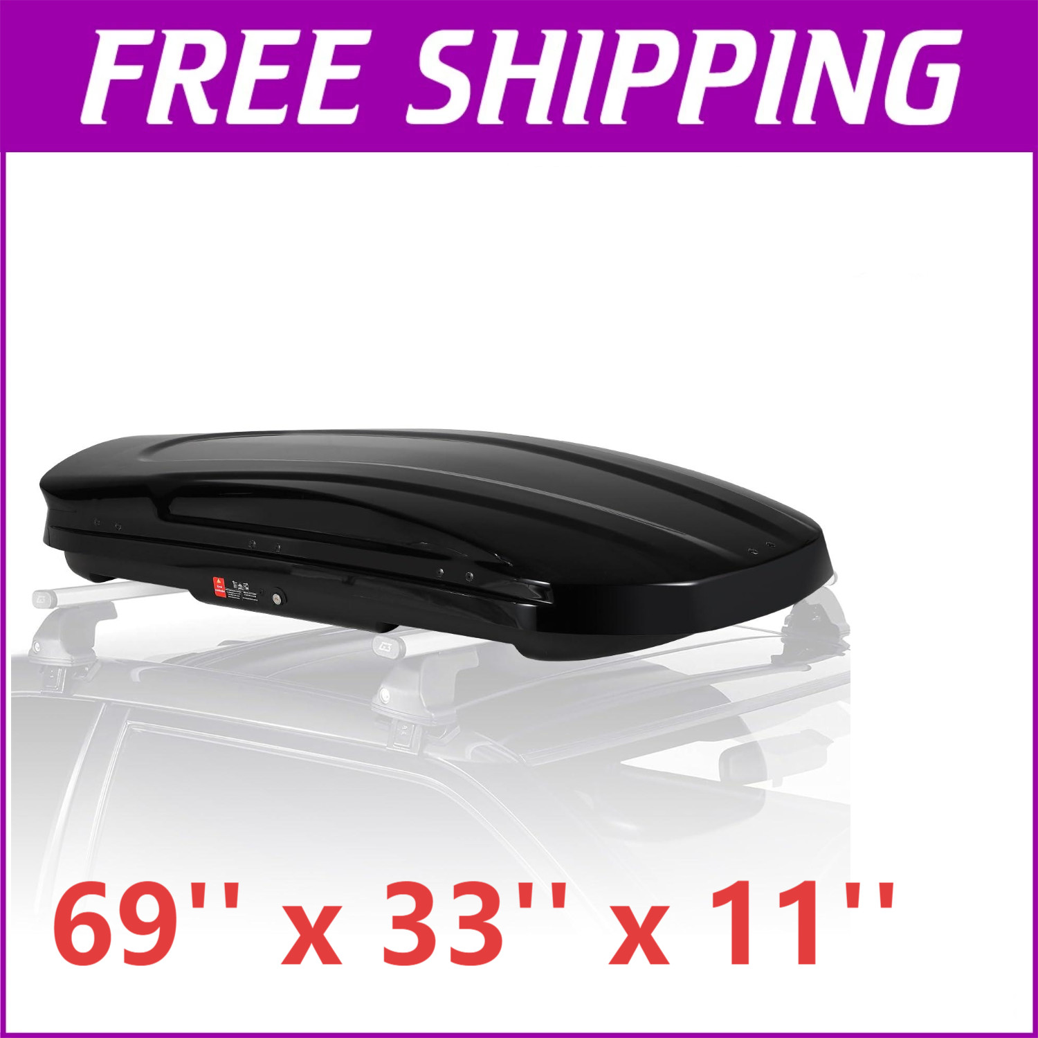 17 Cubic Feet Car Top Cargo Carrier Vehicle Roof Mount Luggage Storage Box 2 Key