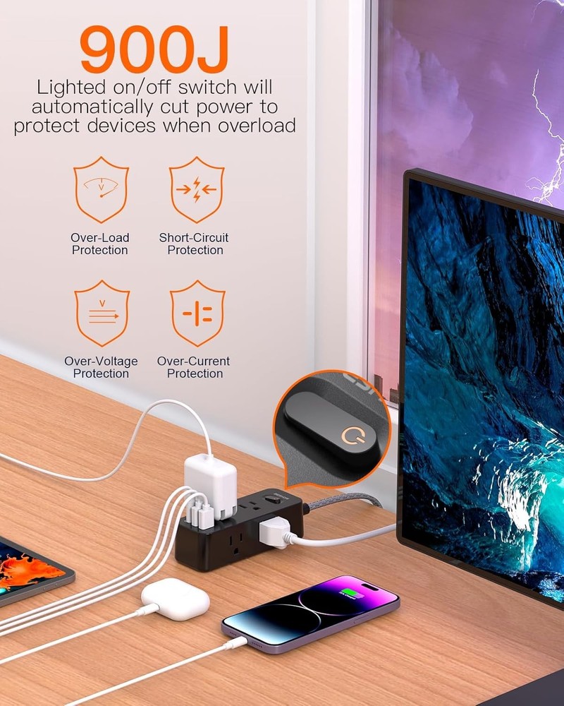 Power Strip Surge Protector 6 Outlets