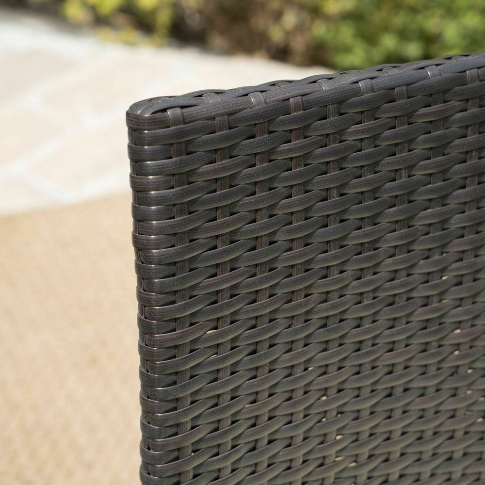 Carmela Outdoor 5pc Multibrown PE Wicker Square Dining Set