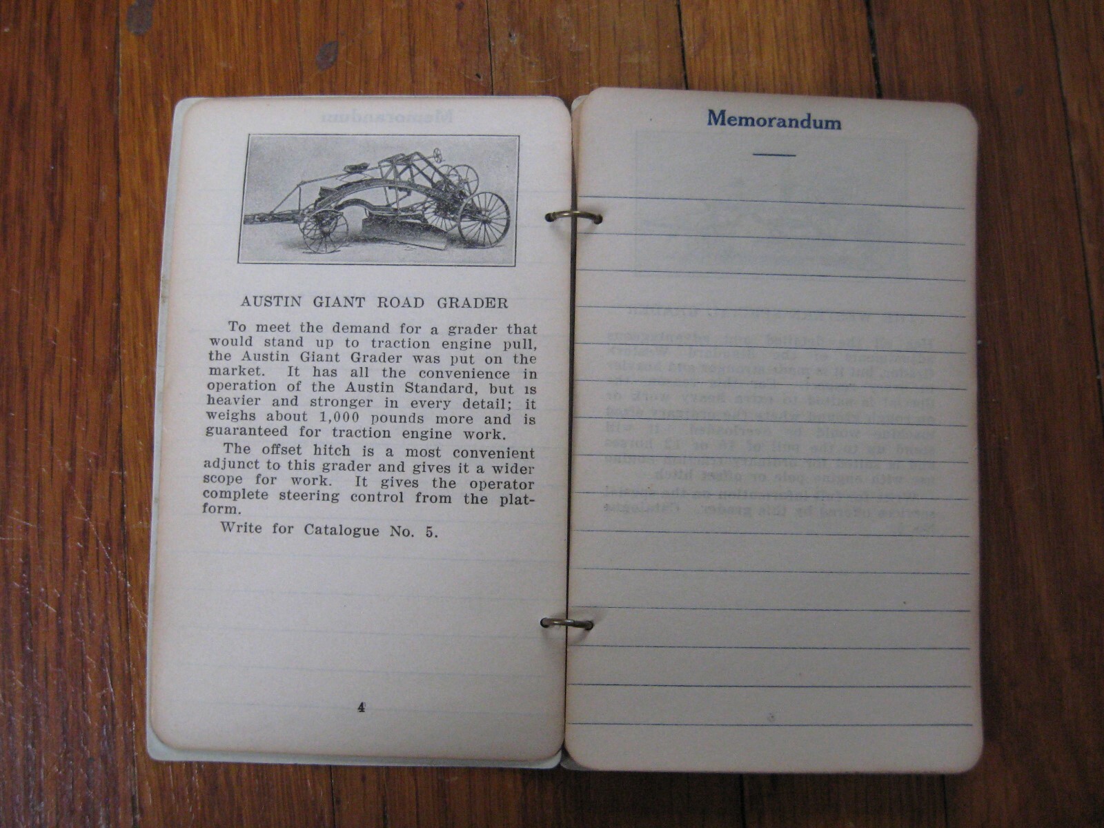 1915 1916 Austin Western Road Grader Pocket Ledger Road Roller Crusher Scarifier