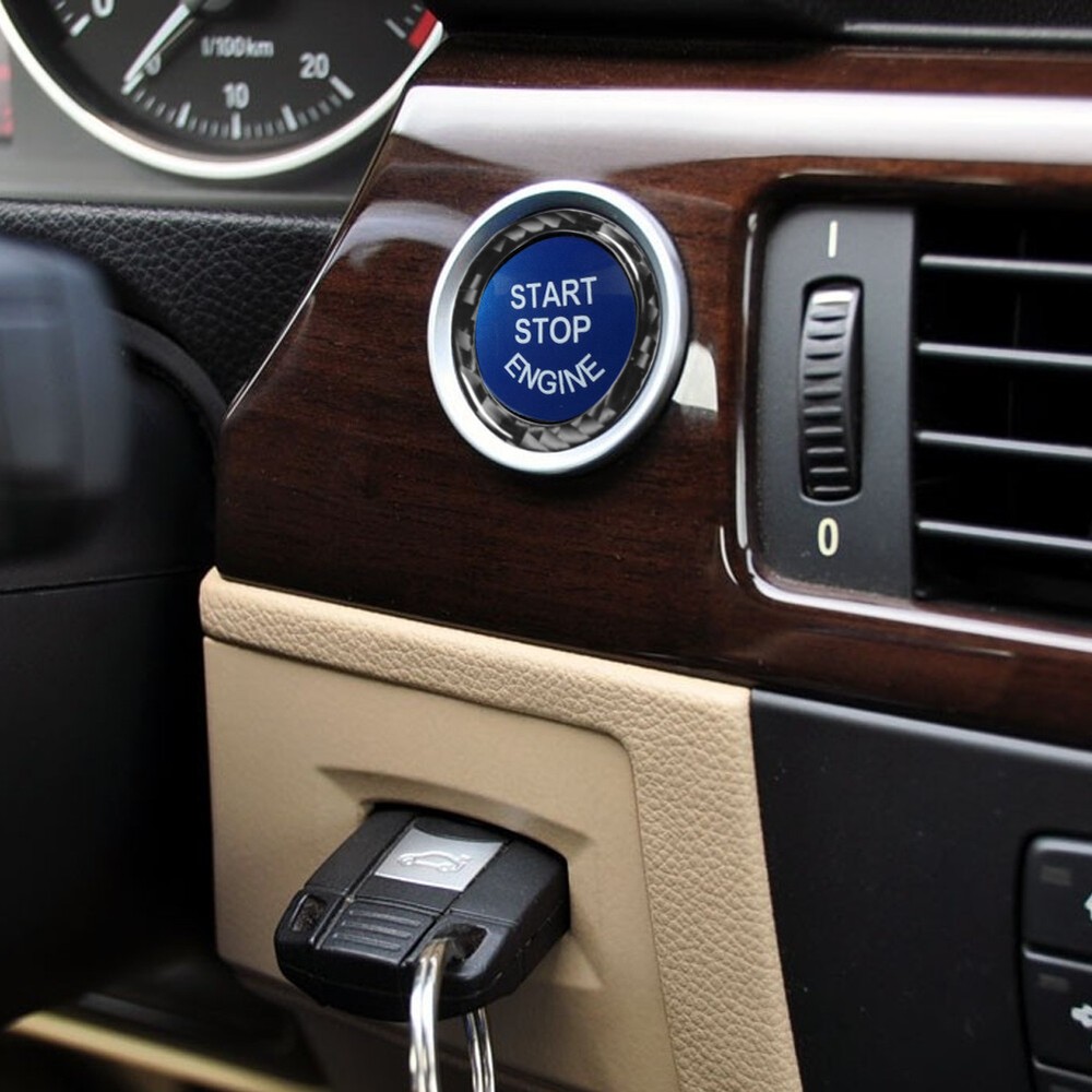 Engine Start Stop Button Replacement With Ring For BMW E90 E92 E93 2009-12 Blue