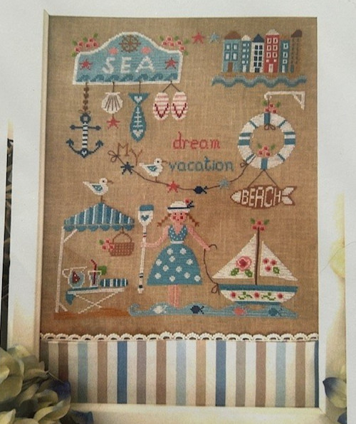 Beach Summer Counted Cross Stitch Bundle 2 Patterns Fabric Floss Bag NEW