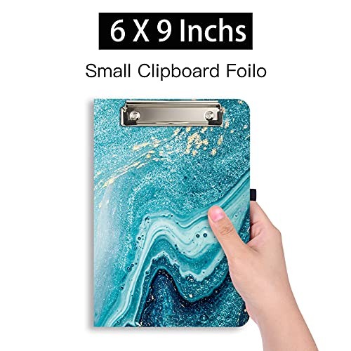 Mini Clipboard Folio with Refillable Lined Notepad and Interior Storage