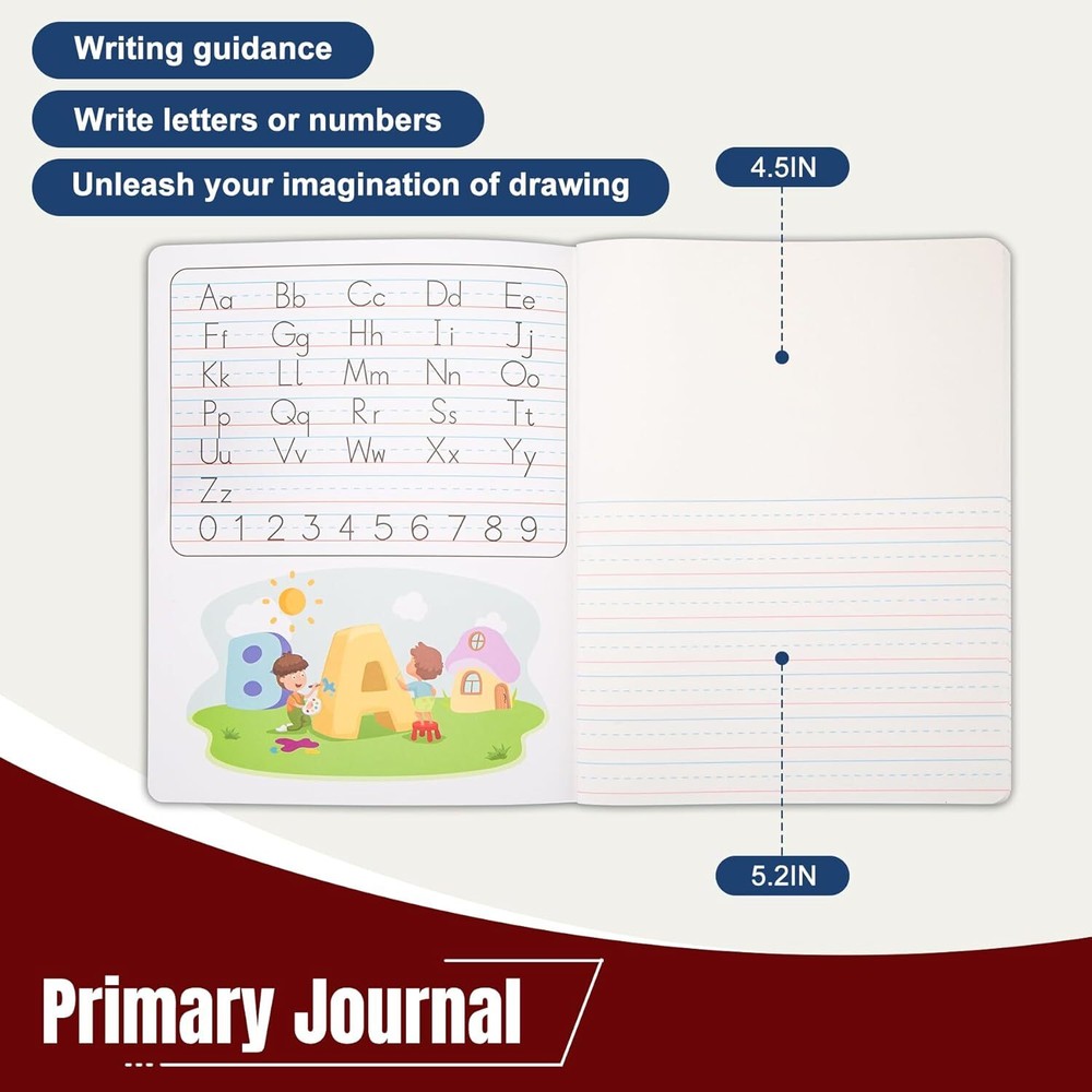 48PCS Primary Composition Notebook K-2 Grades Writing Workbook Spiral Paper Book