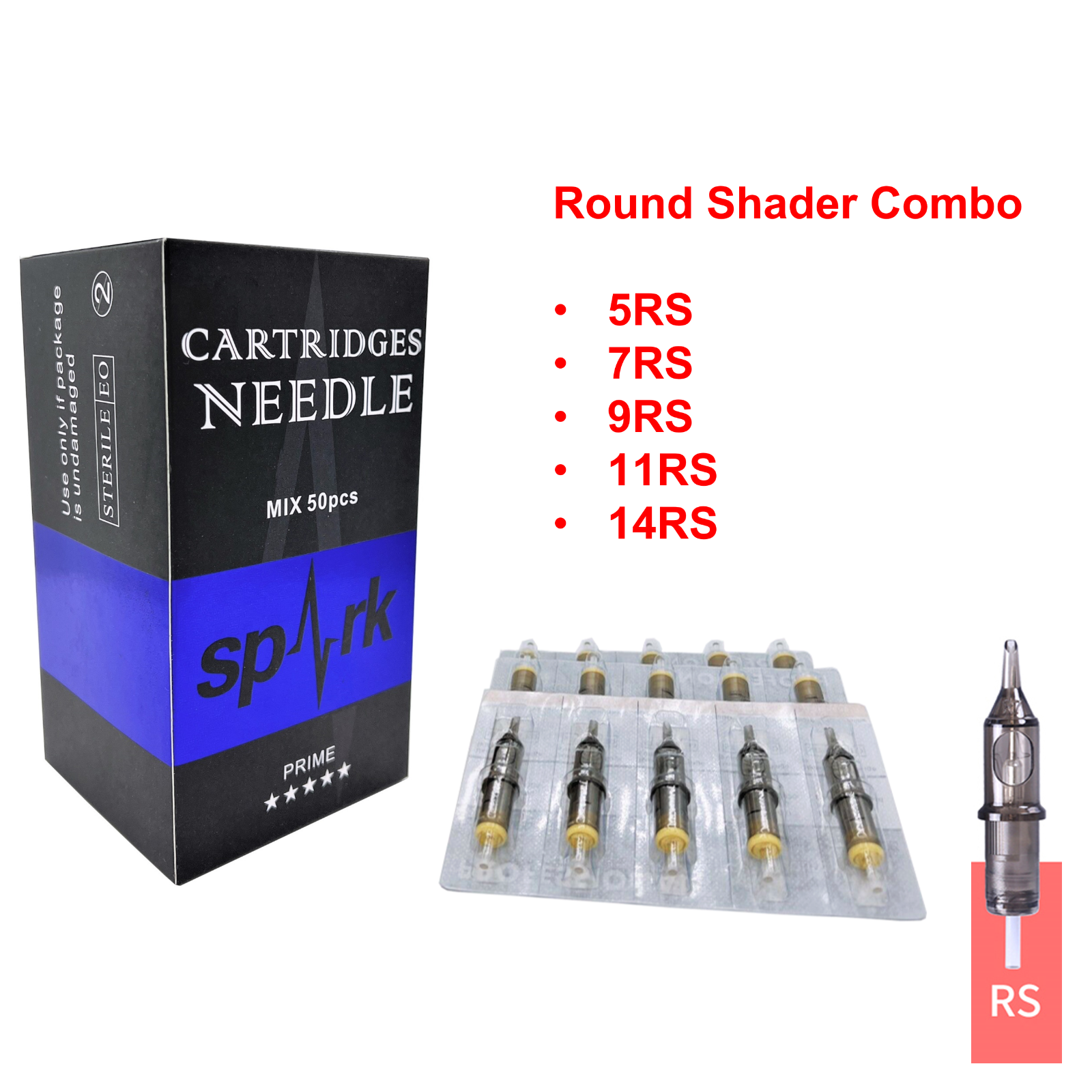 50PCS Mix Combo Spark Tattoo Sterilized Disposable Cartridge Needles