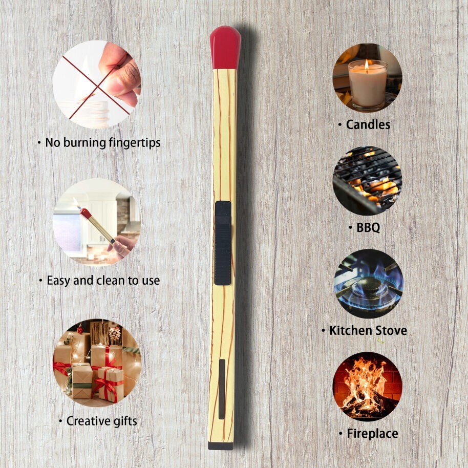 3 PACK 8" Match Stick Shaped Multipurpose Butane Lighter BBQ Candle lighter