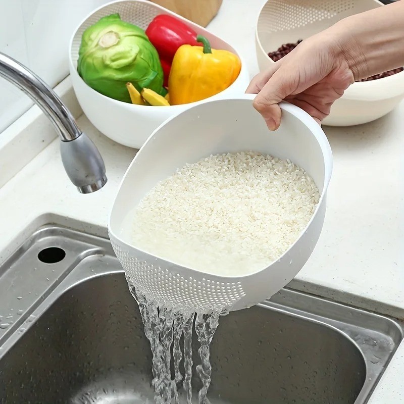 Rice Drain Basket Rice Filter Fruit and Vegetable Drain Sieve Kitchen