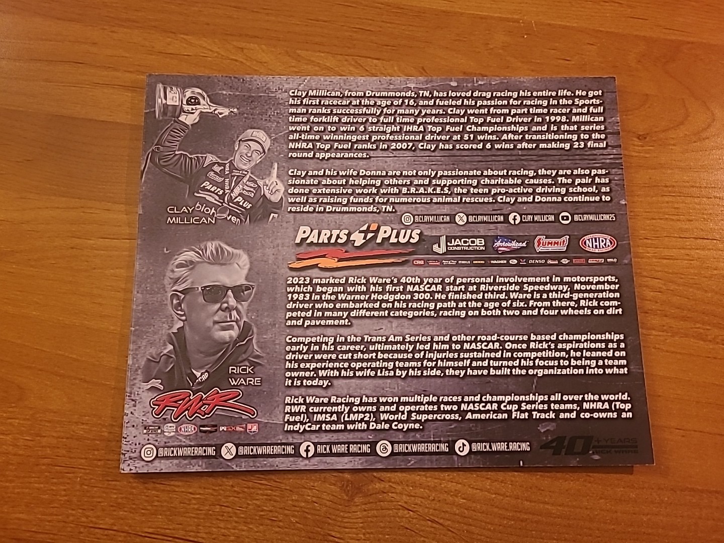 2024 Clay Millican NHRA Arby's Hero Card Autographed Signed