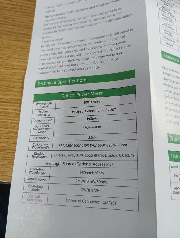 Fiber Optic Cable Tester Visual Fault Locator Optical Power Meter