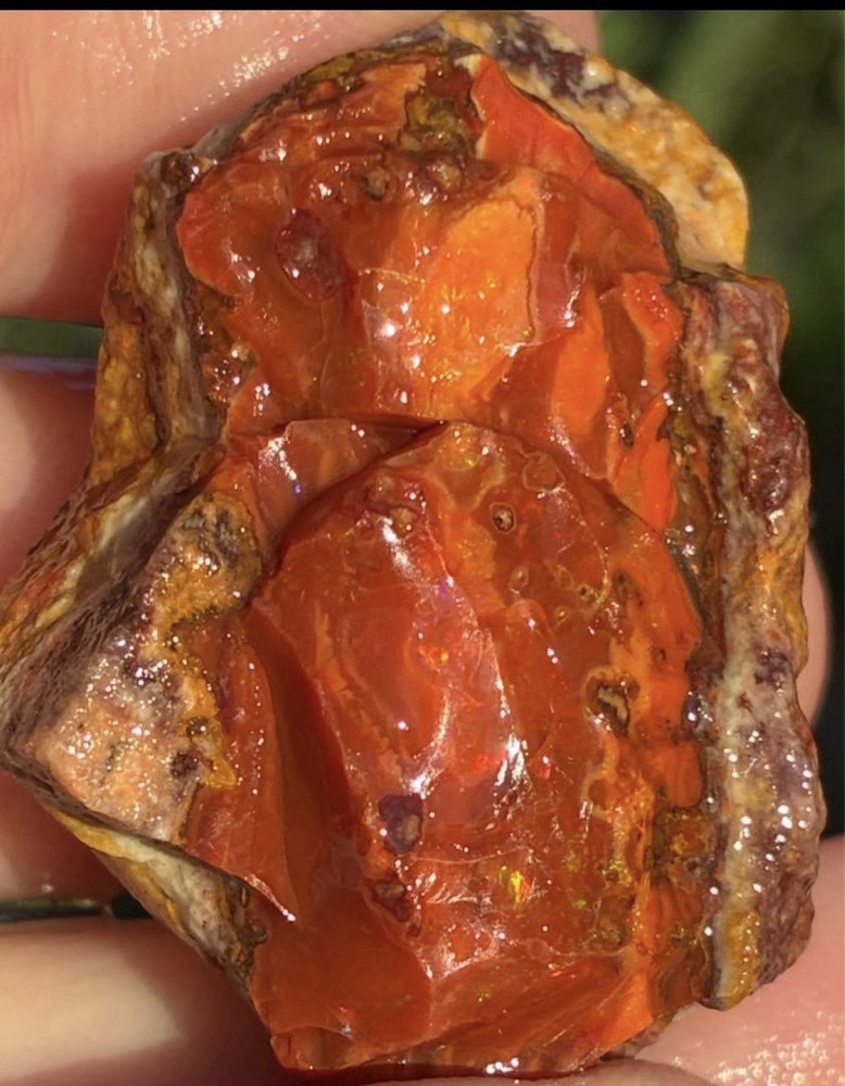 91ct Large Mexican Fire Opal Rough Matrix Specimen Lapidary Loose Gemstone