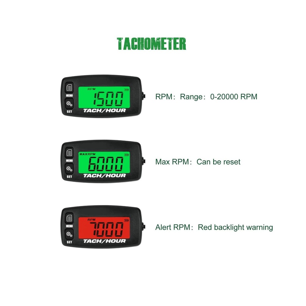 Yooreal Digital Hour Meter Tachometer, Maintenance Reminder Replace... Fast Ship