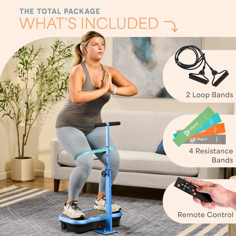 Lifepro TrimLite Vibration Plate Exercise Machine -Handlebars ，Bluetooth Speaker