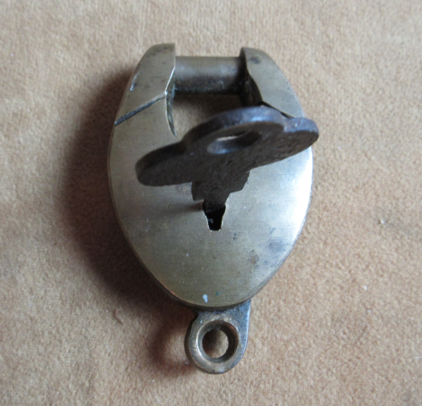 Rare Antique Brass Crab padlock Star Works 1870 with Key Custer Period 1870s