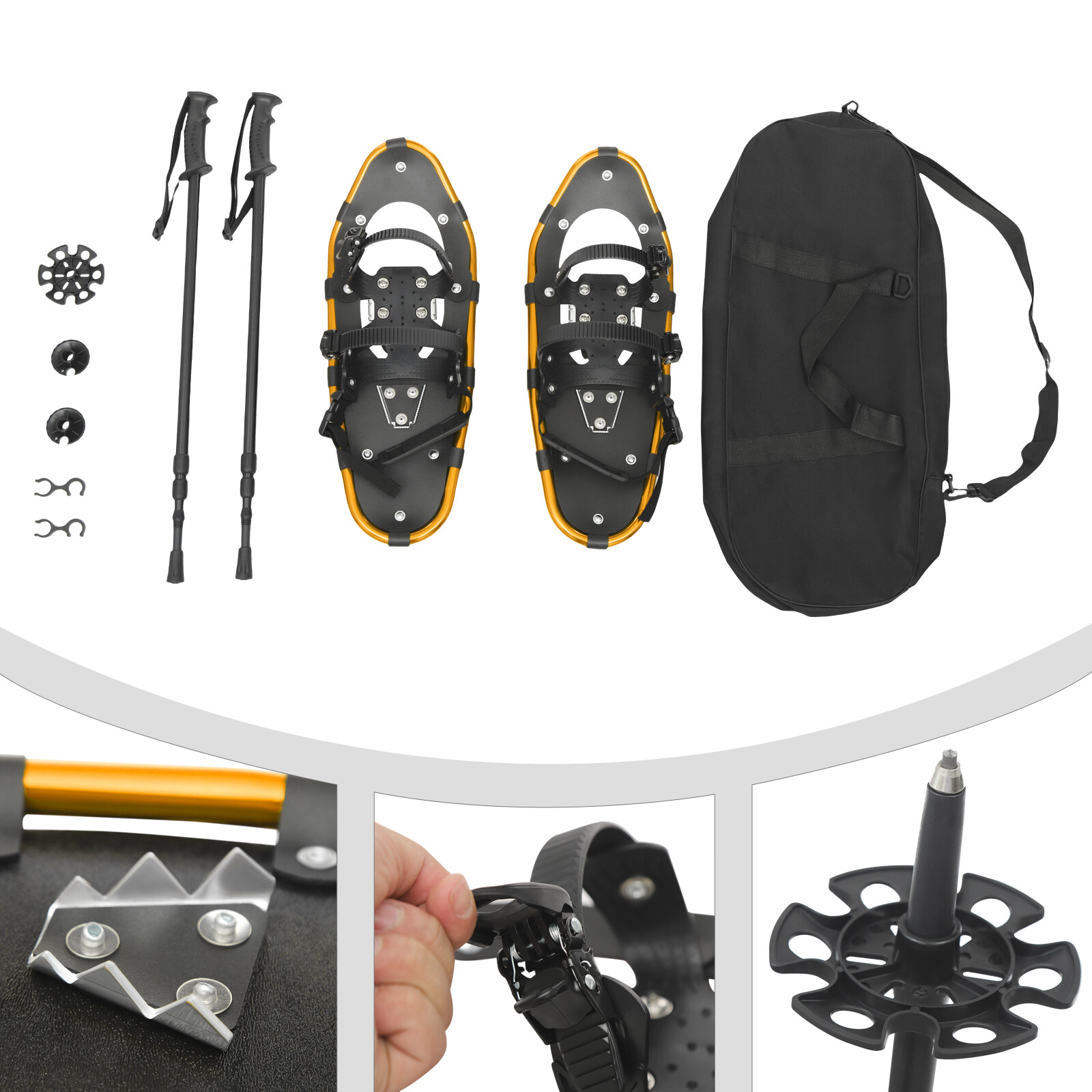 21 Inch Snowshoes, Snowshoes& Adjustable Trekking Poles, Snowshoes for Men Women