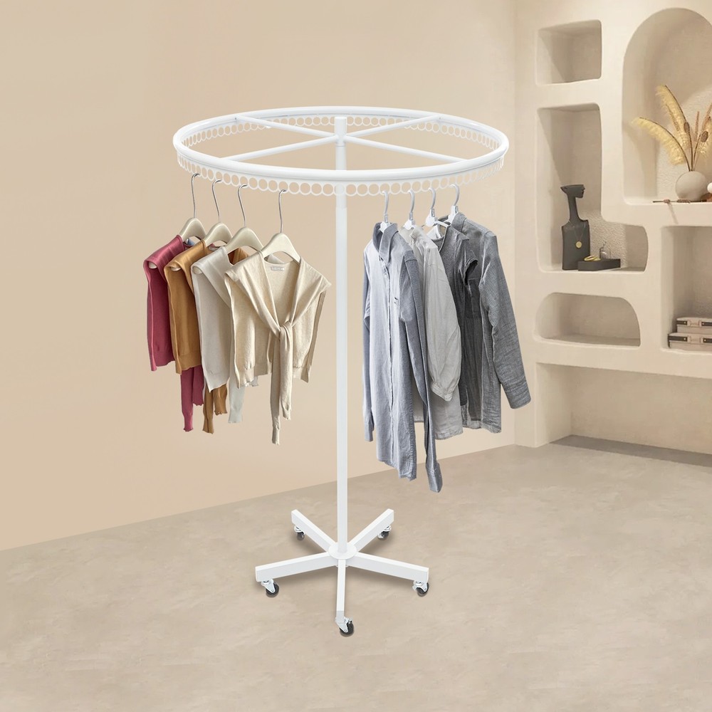 Rotatable Round Clothes Rack - Adjustable Height, Sturdy & Stylish Design