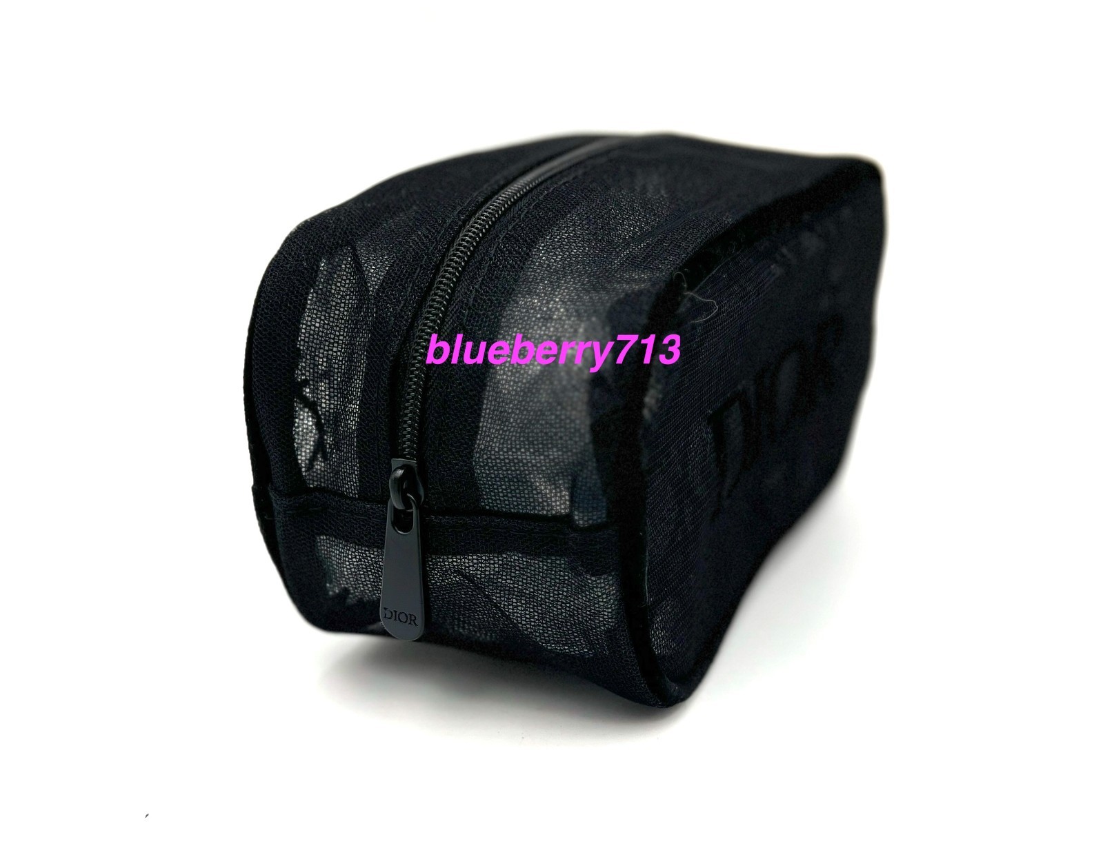Dior Black Mesh Makeup Bag Cosmetic Pouch ~ Black