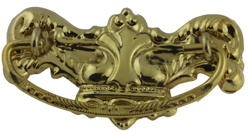 3" Stamped Crown Design Bail Pull Solid Brass