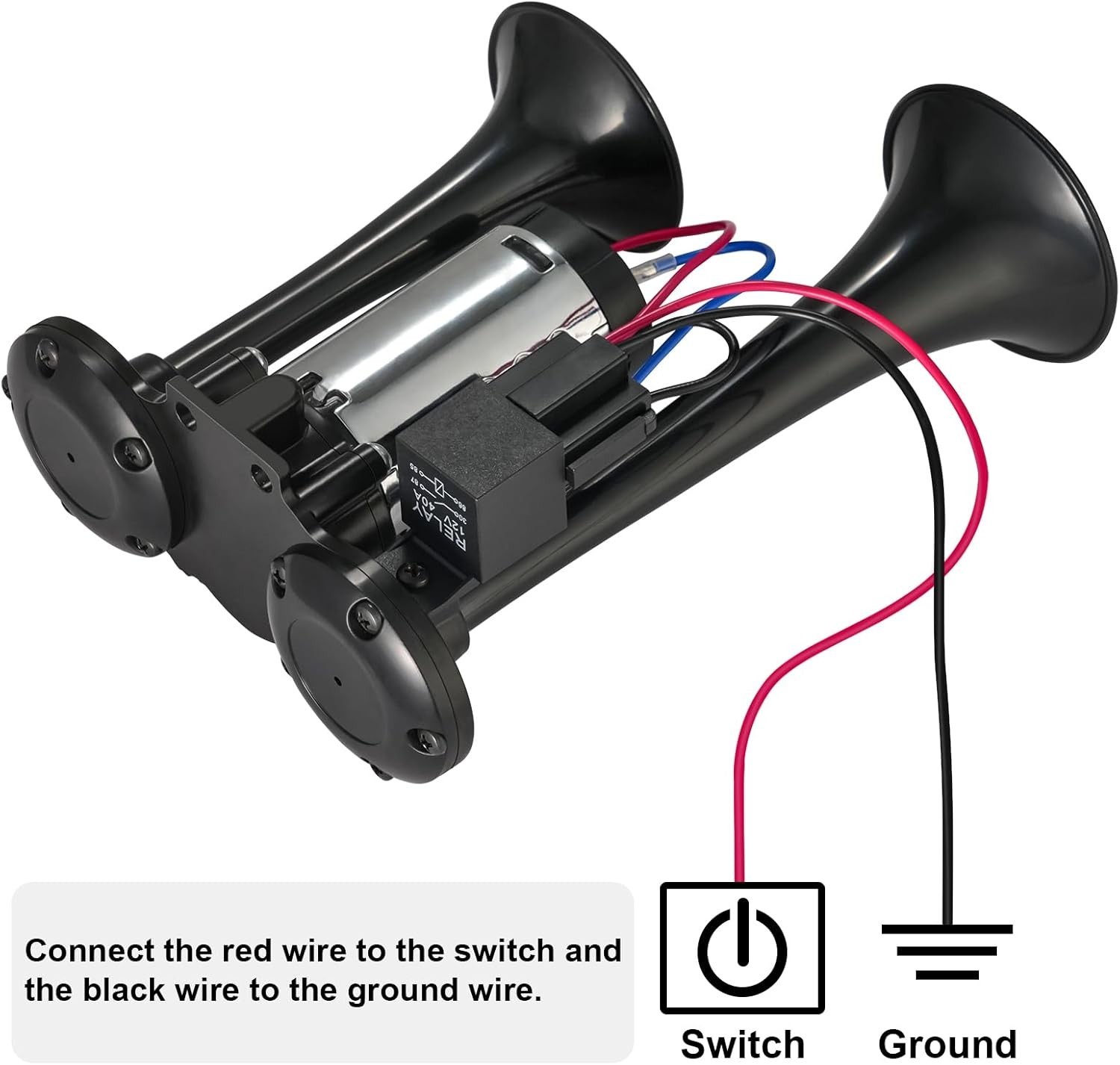 12V 120DB Super Loud Train Electric Air Horn Kit Dual Trumpets for Truck Pickup