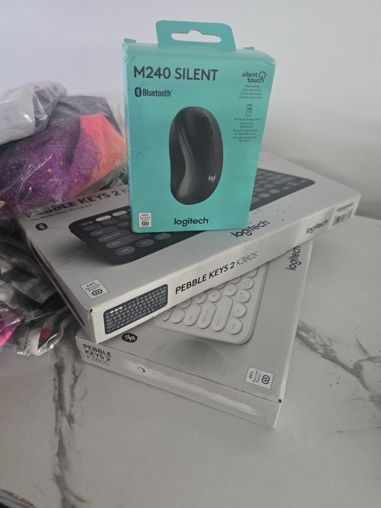 Logitech Pebble Keys 2 K380S & M240 Silent Bluetooth Slim Keyboard Mouse Bundle