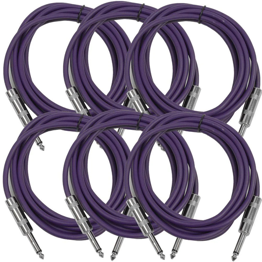 6 Pack Purple 10 Ft TS Patch Cables