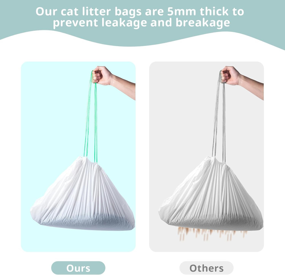 Large Litter Box Liner, 20 Count Litter Box Liner, Extra Large Drawstring Lit...