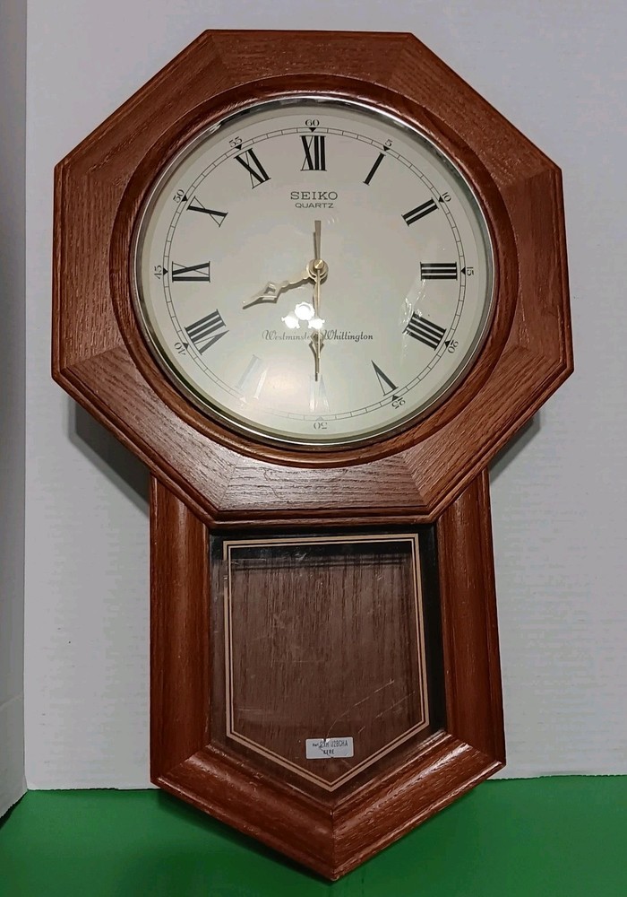 Seiko Quartz Westminster Whittington Chime Wall Clock Tested Missing Pendulum