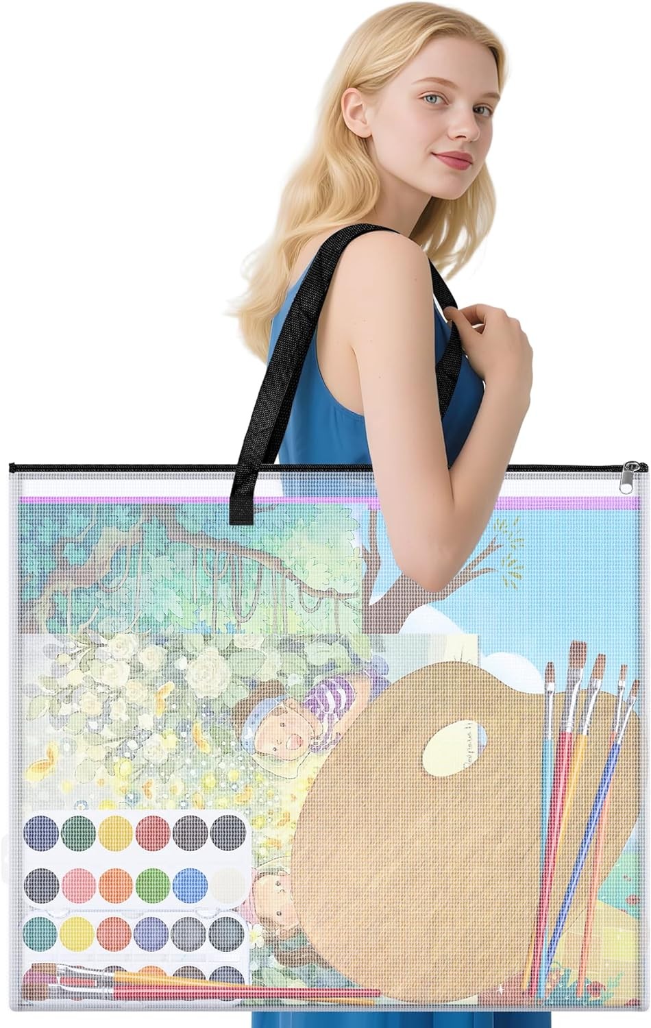 20x26 inch Art Portfolio Bags, Artwork Storage Case with Handle and Zipper, Mesh