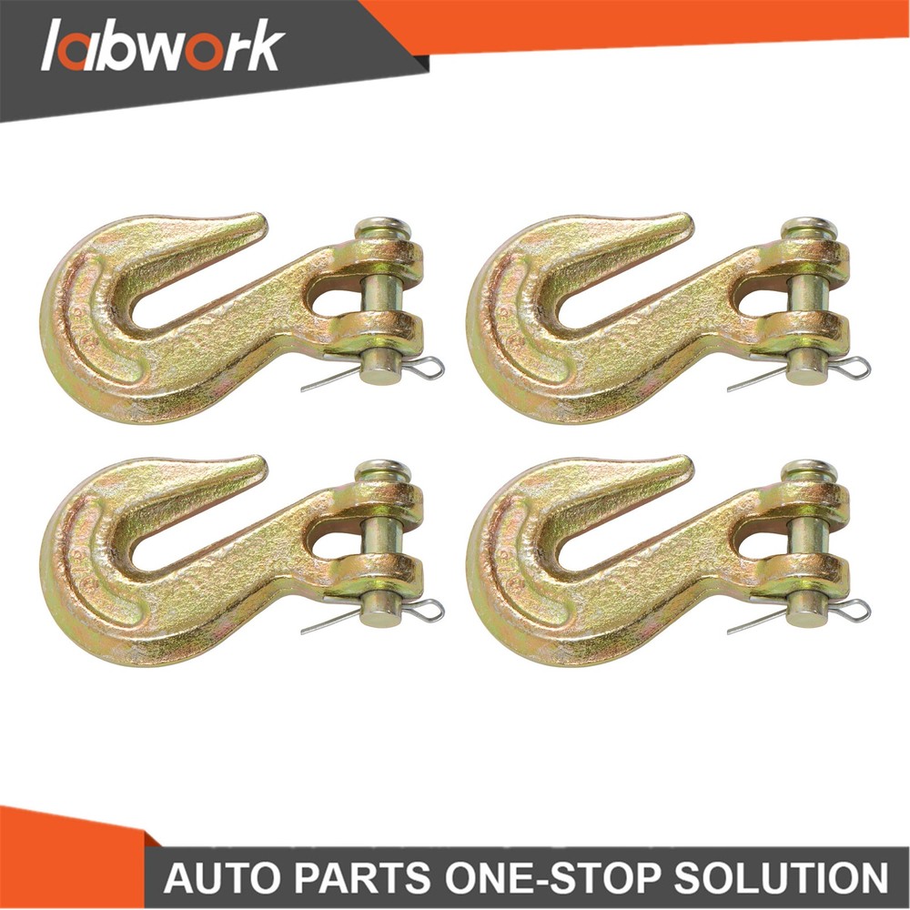 Labwork 4 Pack 3/8" Chain Hooks G70 6600 Lbs Capacity Clevis Grab Hooks