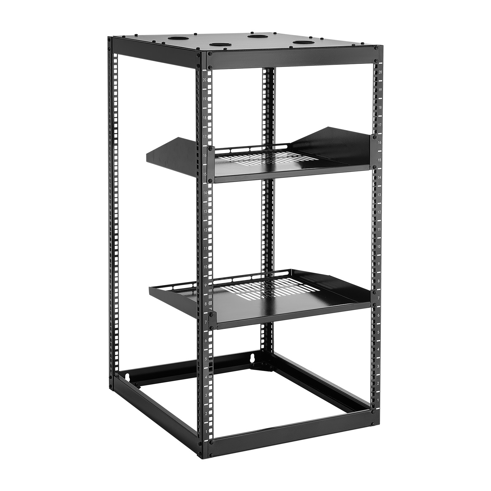 Uimoso 20U Open Frame Wall-Mount Server Rack with 4 Posts and Shelves