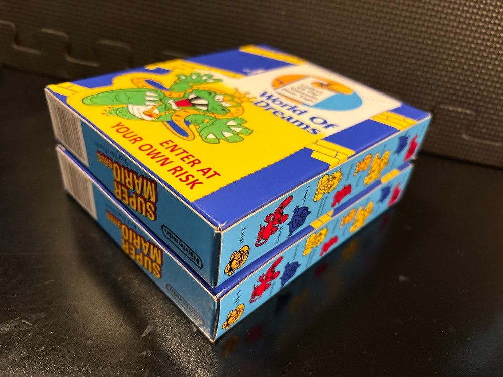 Super Mario Bros fruit snacks - 2 empty custom design display boxes