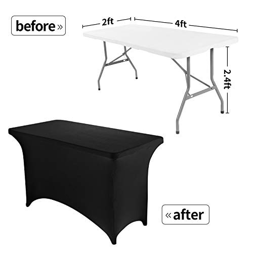 4FT Spandex Table Cover Rectangular Stretch 48" x 30" (Rectangular) Black