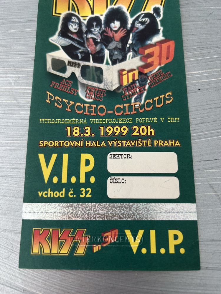 1999 Lot of (2) Kiss Psycho-Circus 3D includes one VIP Ticket PRAQUE