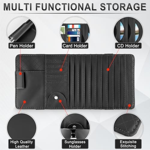 Sun Visor CD Case Holder for Car - Multi-Function Visor Organizer with Black